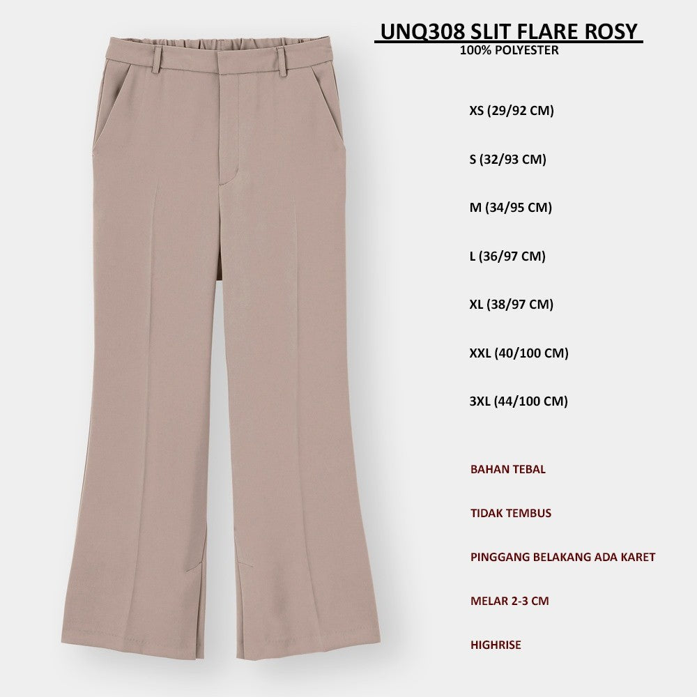 Celana Panjang Office Wanita Highrise (UNQ308 SLIT FLARE PANTS)