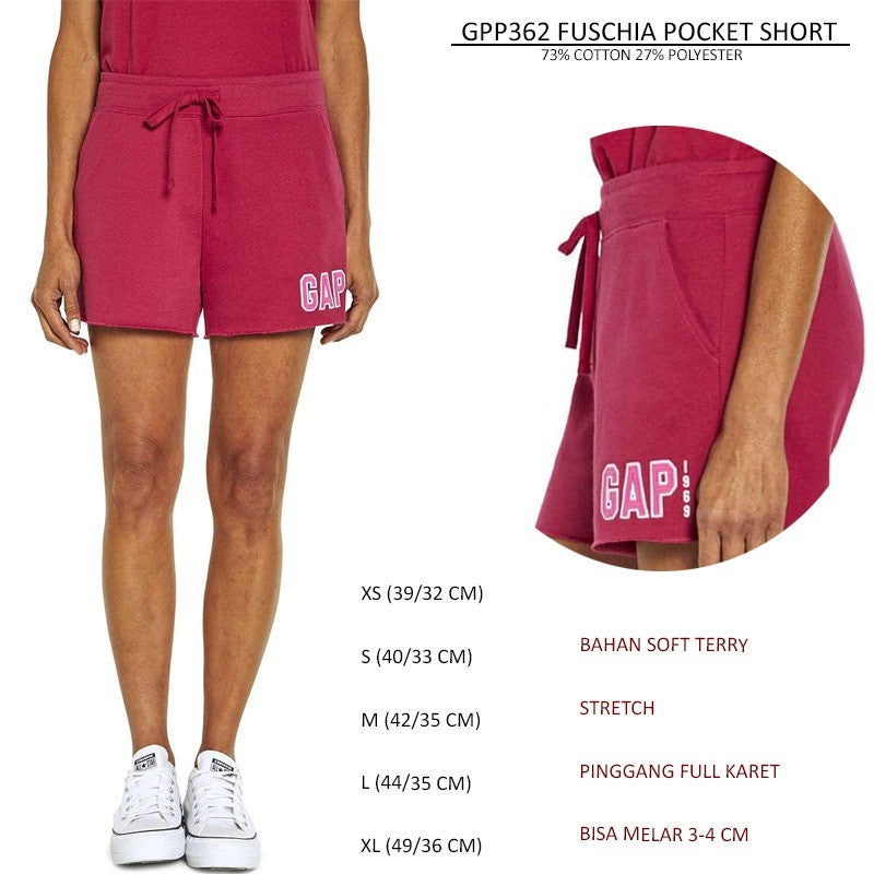Celana Pendek Wanita Casual Soft Terry Polos (GPP362 POCKET SHORT)