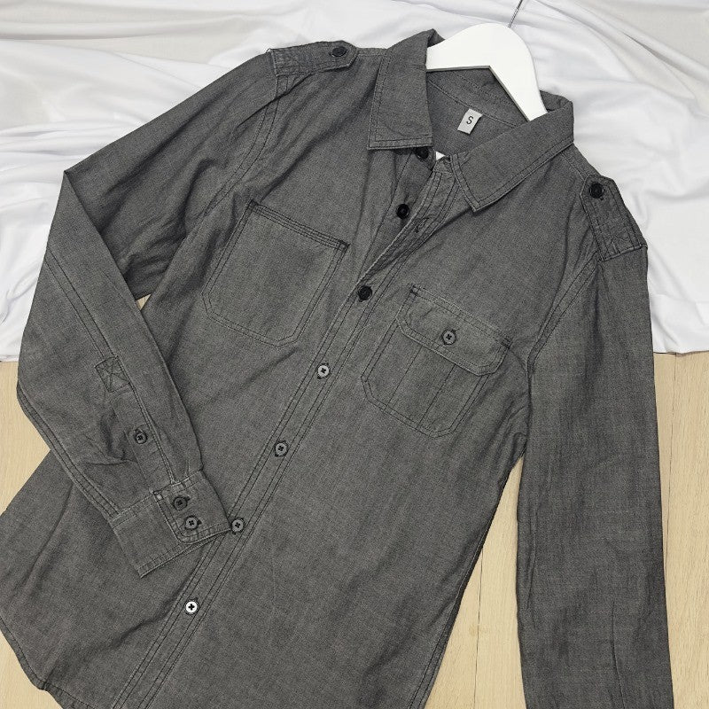 Kemeja Pria Denim Regular Lengan Panjang (JPN37 DENIM DRGRAY SHIRT)