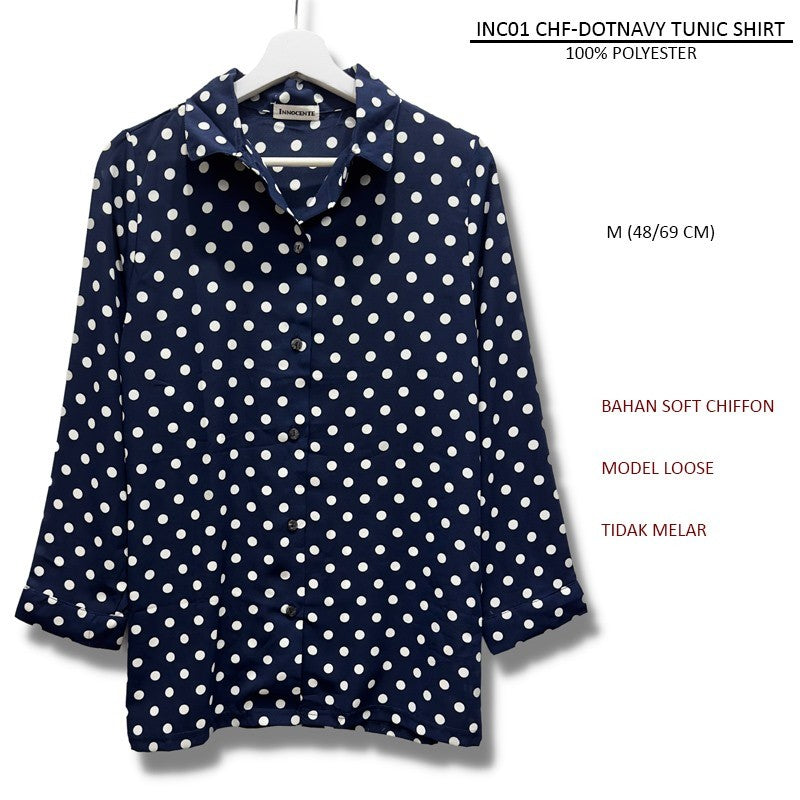 Atasan Kemeja Kasual Wanita Lengan Panjang Soft Chiffon (INC02 TXT TUNIC SHIRT)