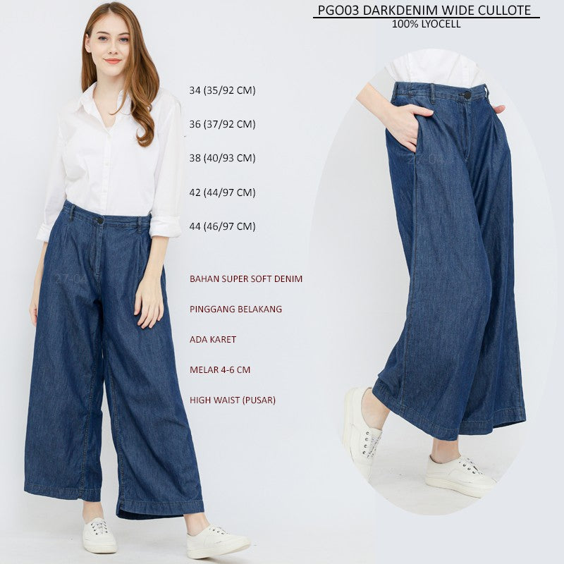 Celana Kulot Wanita Denim Wide Lyocell Jeans Highrise (PGO03 LYOCELL WIDE CULLOTE)