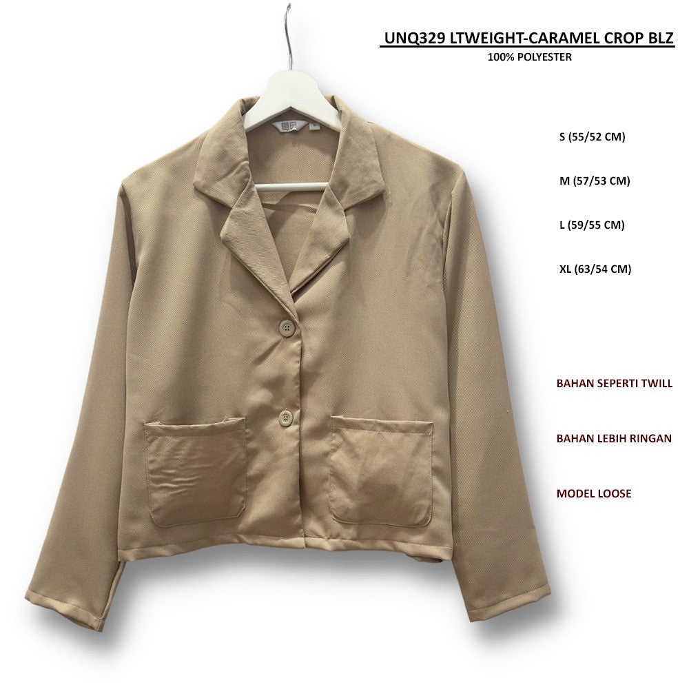Blazer Casual Wanita Lengan Panjang (UNQ329 LTWIEGHT CROP BLZ)