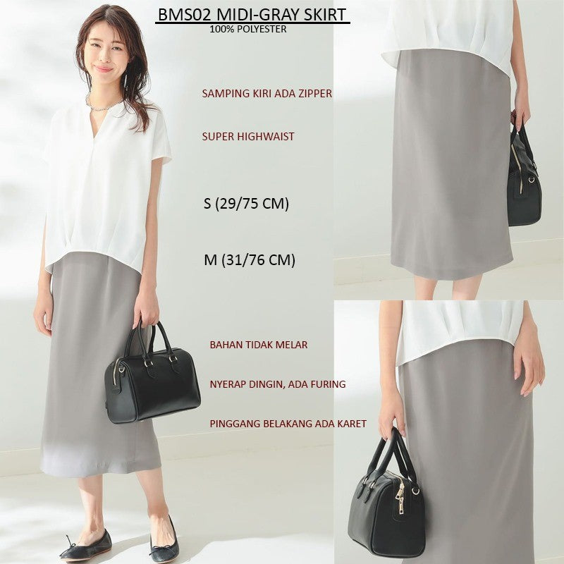 Rok Midi Wanita Rempel Highwaist (BMS02 MIDI SKIRT)