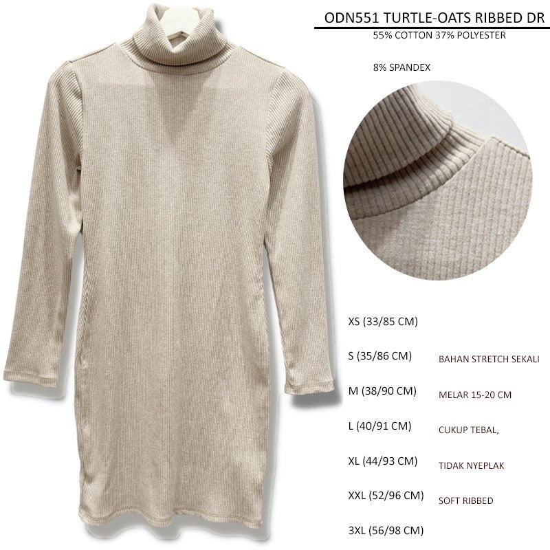 Dress Mini Casual Wanita Lengan Panjang (ODN551 TURTLE RIBBED DR)