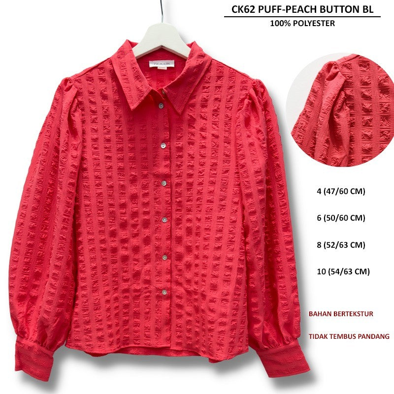 Atasan Blouse Wanita Lengan Panjang (CK62 PUFF BUTTON BLOUSE)