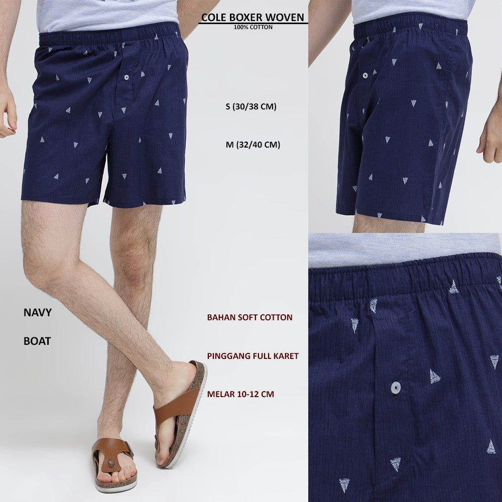 Celana Boxer Pria Pendek santai Cotton Woven (COLE BOXER WOVEN)