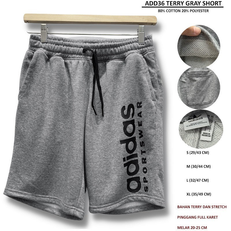 Celana Pendek Santai Pria Bahan Terry Stretch (ADD36 TERRY GRAY SHORT)