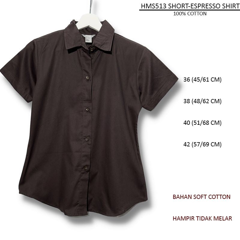 Kemeja Kasual Wanita Lengan Pendek Soft Cotton (HMS513 SHORT SHIRT)