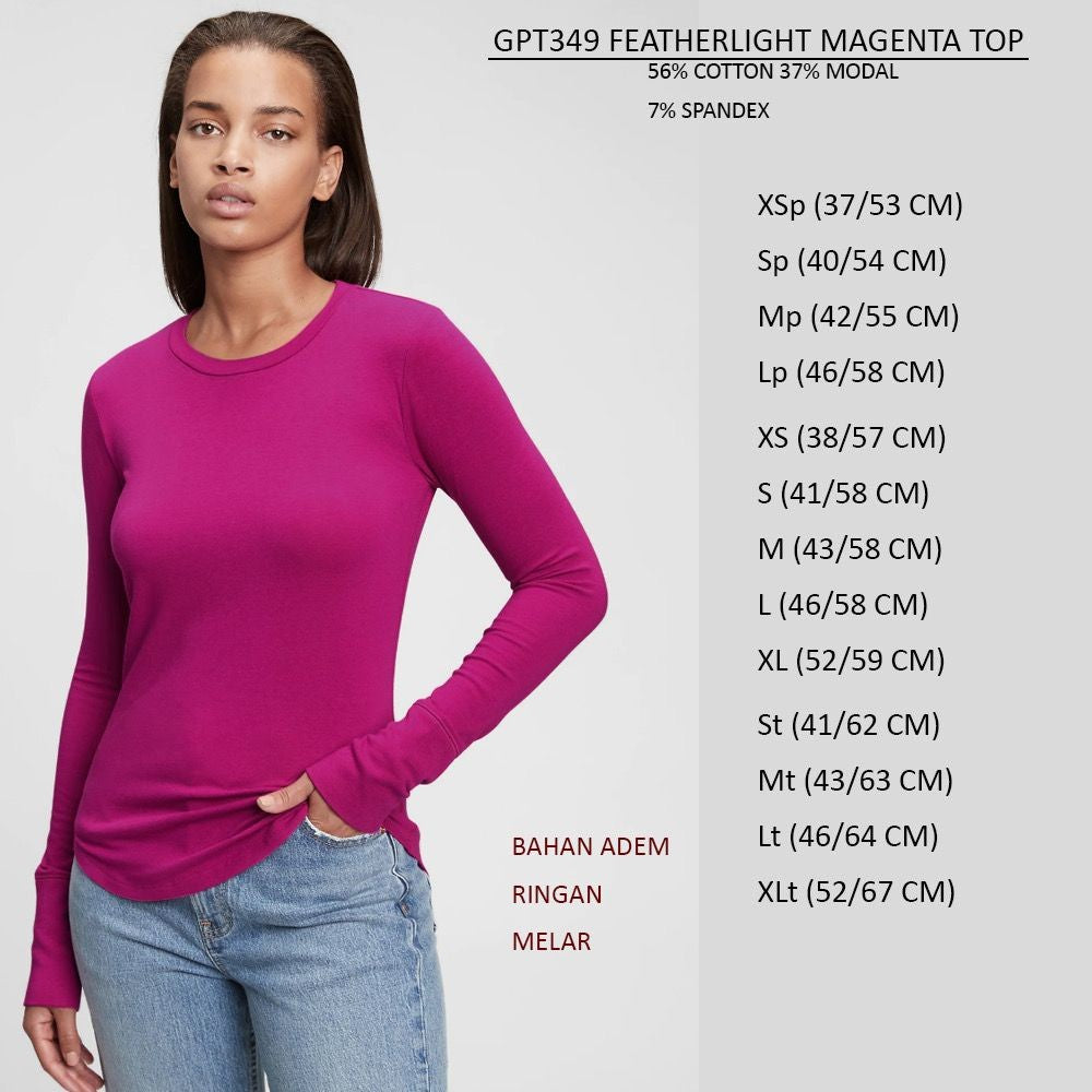 Atasan Kaos Wanita Lengan Panjang Kerah Bulat (GPT349 FATHERLIGHT TOP)