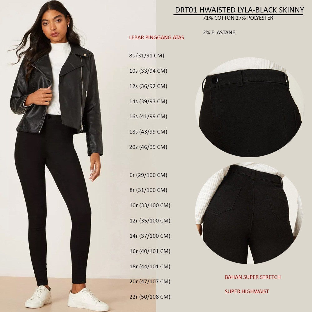 Celana Jeans Skinny Wanita Highrise Blue Black Denim (DRT01 LYLA SKINNY)