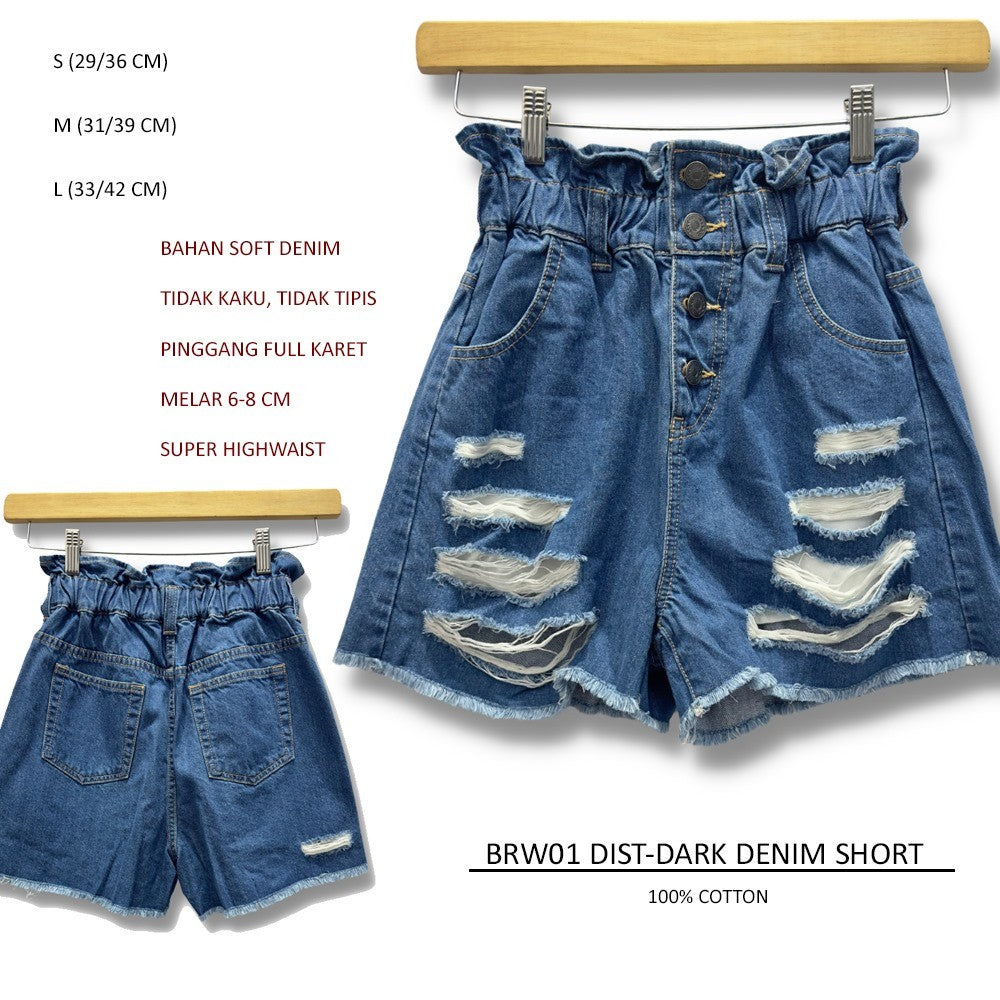 Celana Pendek Jeans Wanita Bahan Soft Denim Highrise (BRW01 DENIM SHORT)