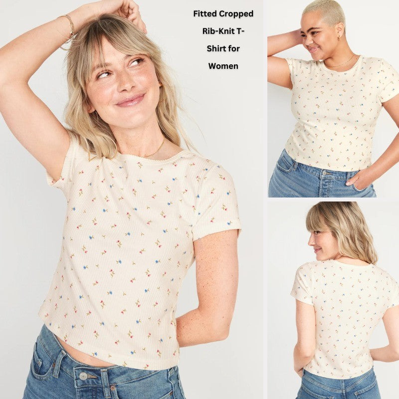 Atasan Kaos crop Wanita Lengan Pendek (ODN561 RIBKNIT CROP TOP)
