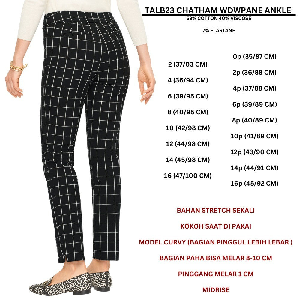 Celana Panjang Wanita Pinggir Zipper Stretch (TALB23 CHATHAM WDWPANE ANKLE)