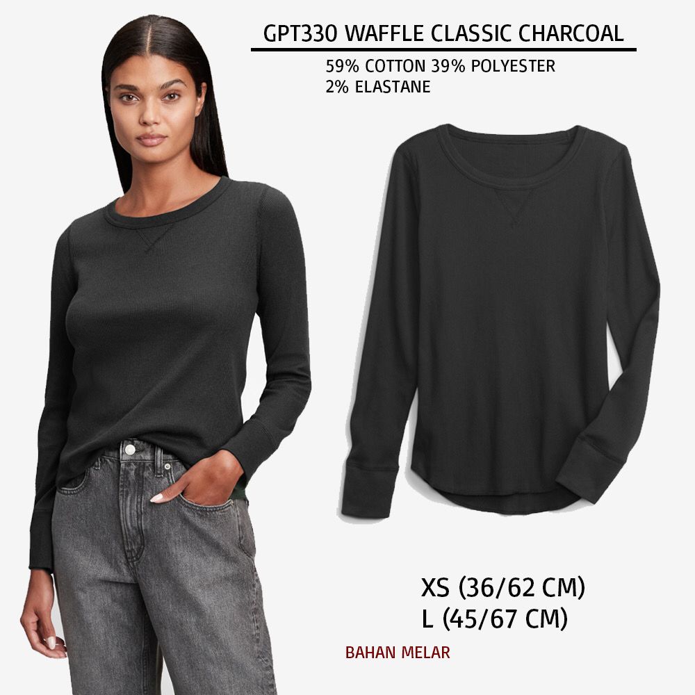 Atasan Kaos Wanita Lengan Panjang Waffle Stretch (GPT330 WAFFLE CLASSIC TOP)