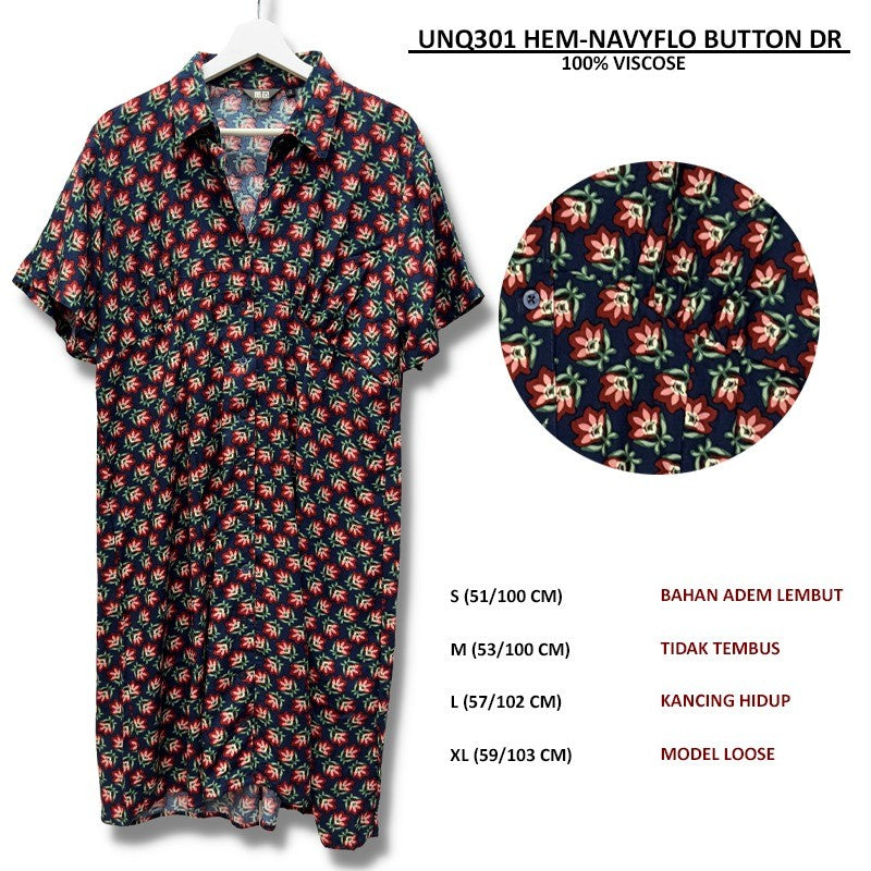 Dress Midi Wanita Casual Lengan Pendek (UN301 HEM BUTTON DRESS)