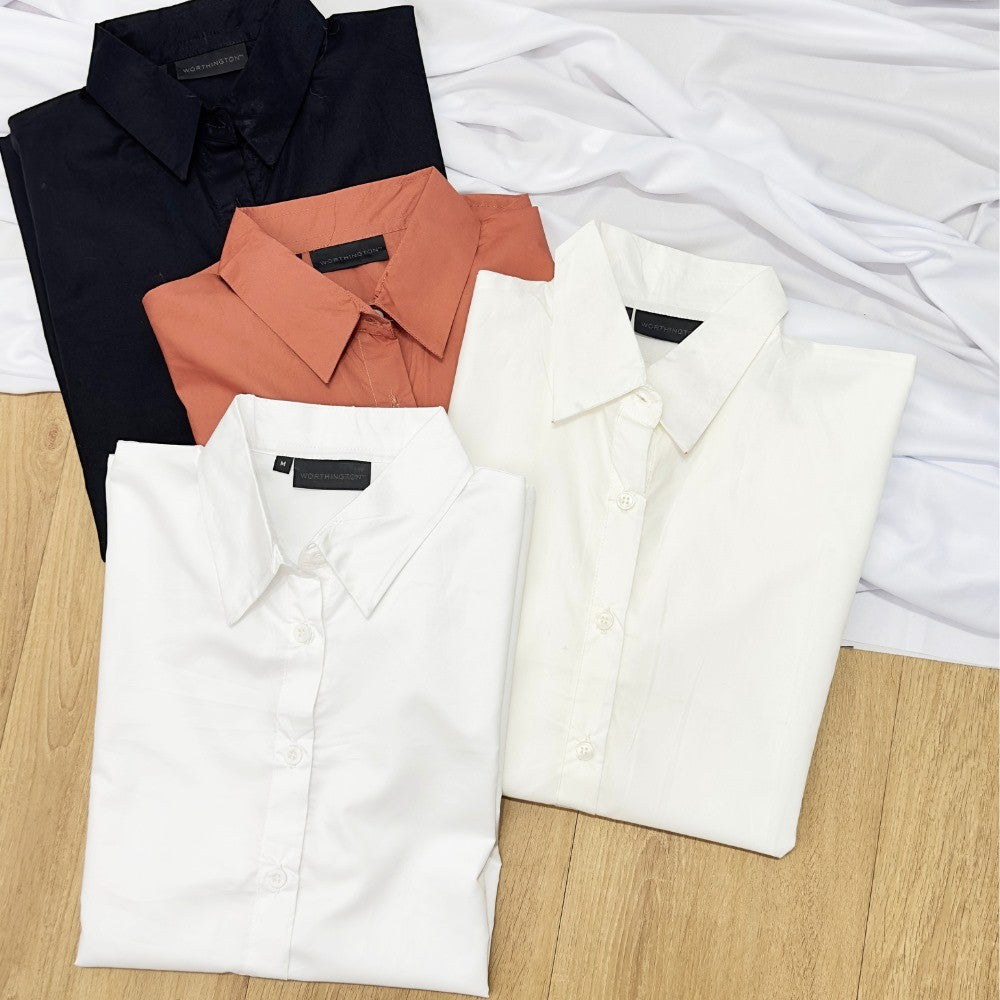 Atasan Kemeja Wanita Lengan Panjang (WORTH30 COTTON BUTTON SHIRT)