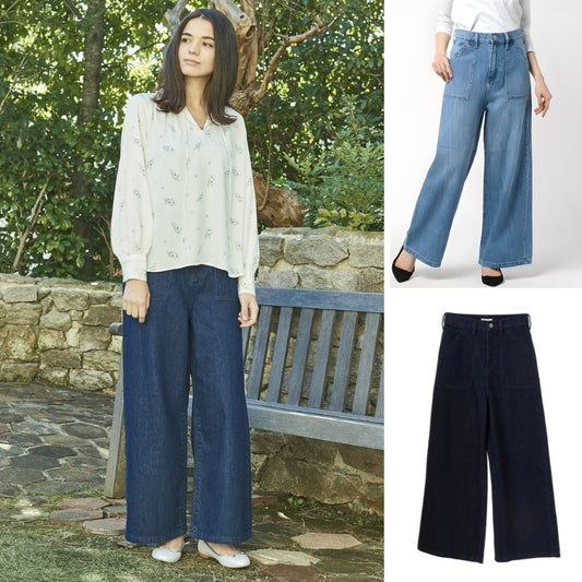 Celana Jeans Wanita Soft Denim Highwaist (EME01 NANNA WIDE PANTS)