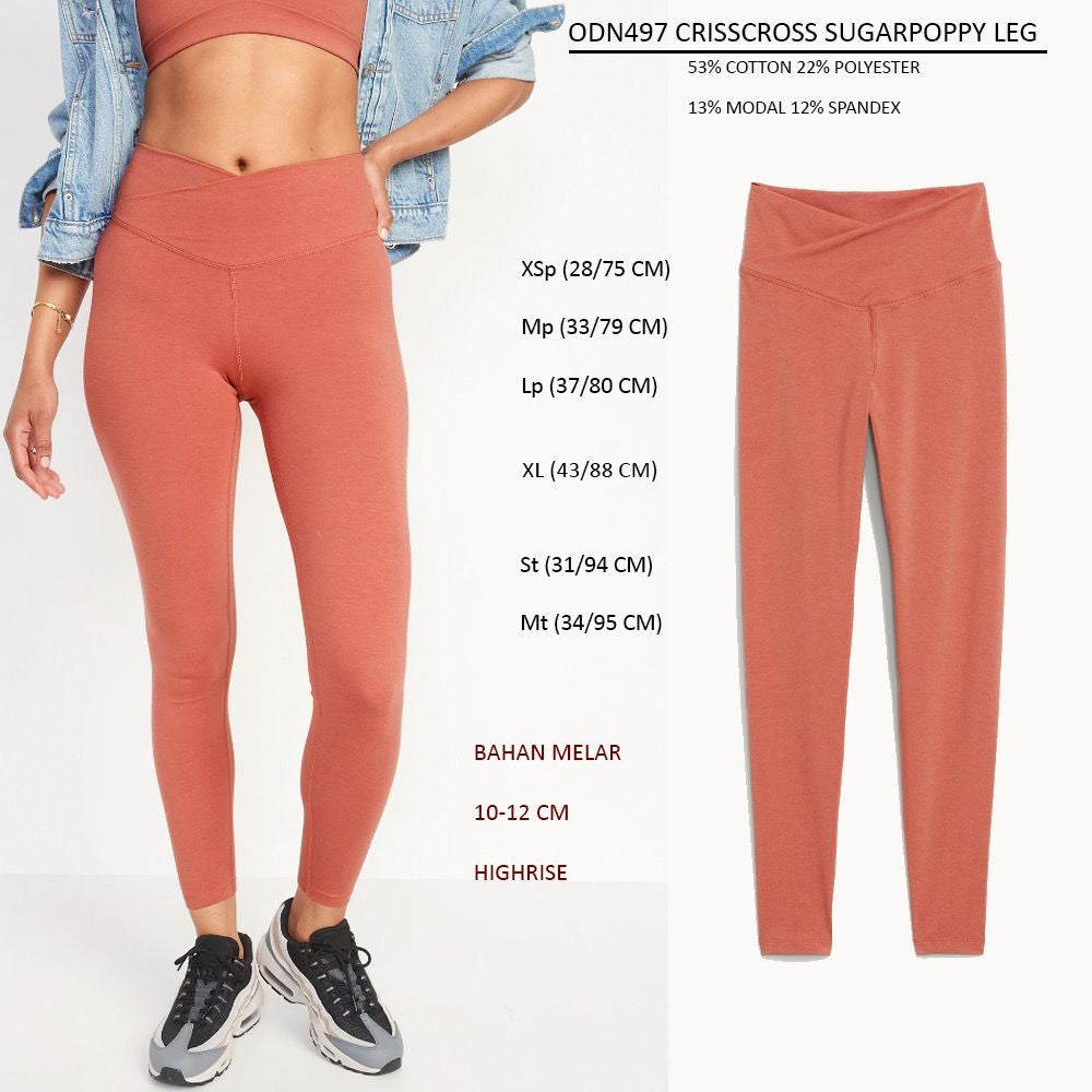 Celana Legging Panjang Olahraga Wanita (ODN497 CRISSCROSS LEG)