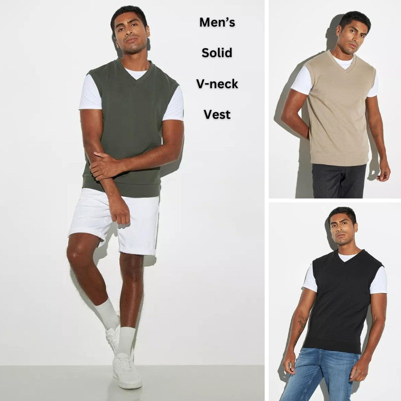 Atasan Rompi Pria Bahan Terry Vneck (SPL30 SOLID VEST)