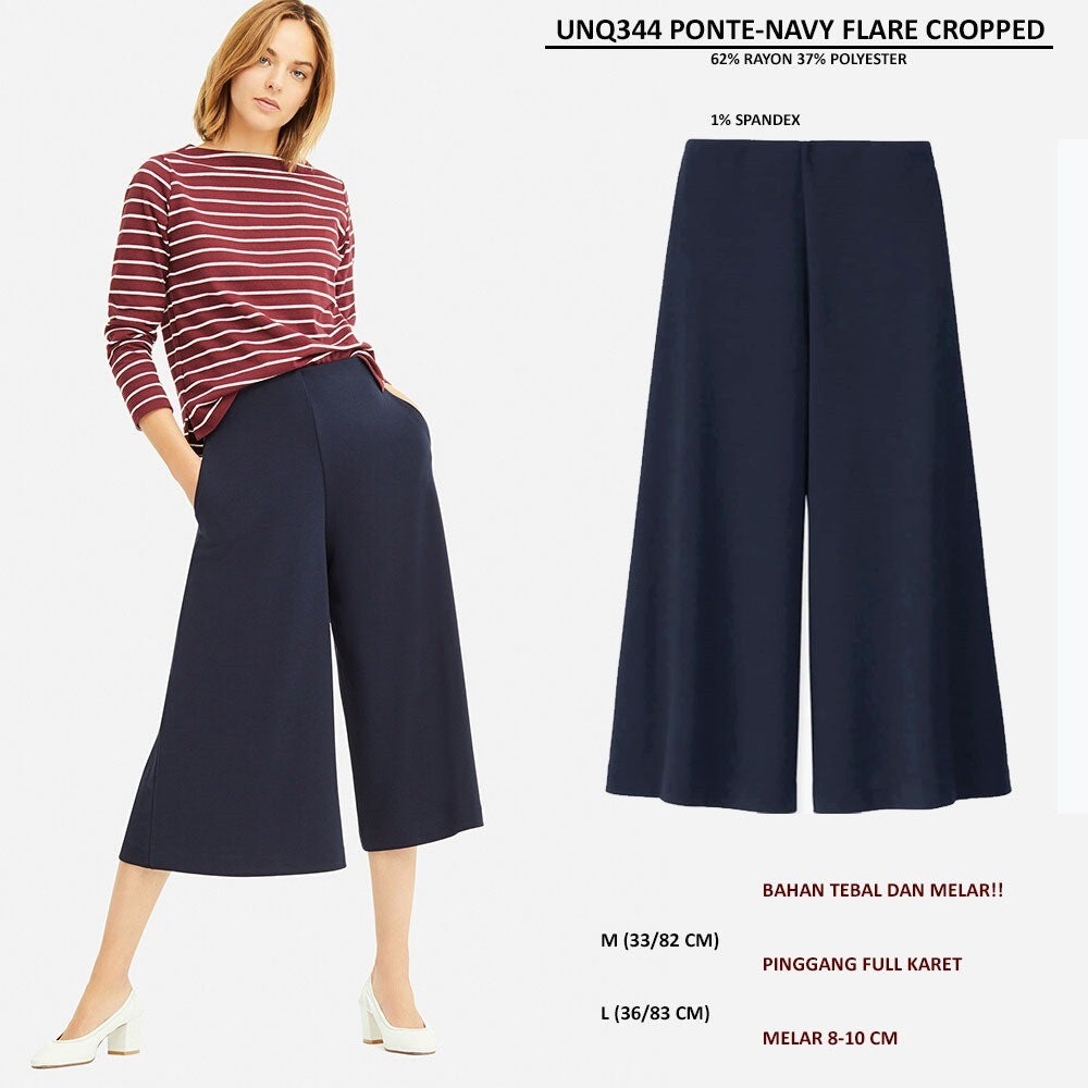 Celana Panjang Kulot Wanita (UNQ344 PONTE FLARE CROPPED)