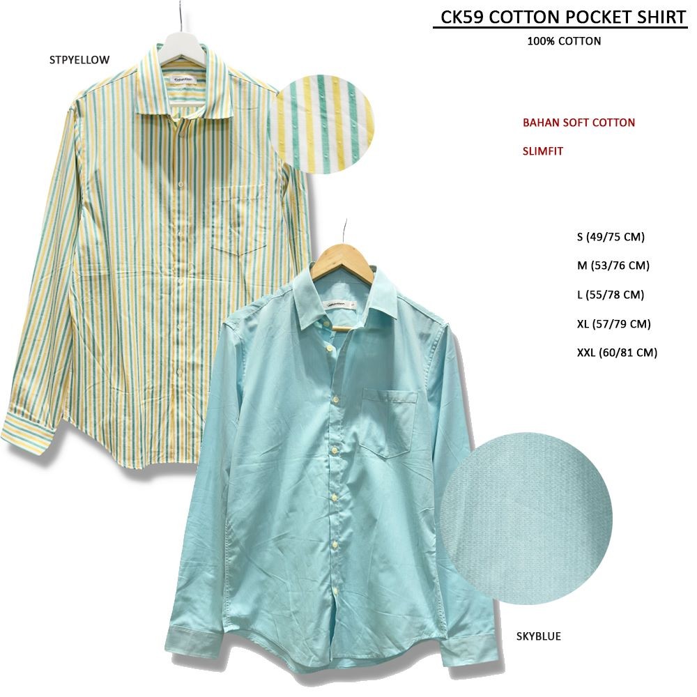 Atasan Kemeja Pria Lengan Panjang (CK59 COTTON POCKET SHIRT)