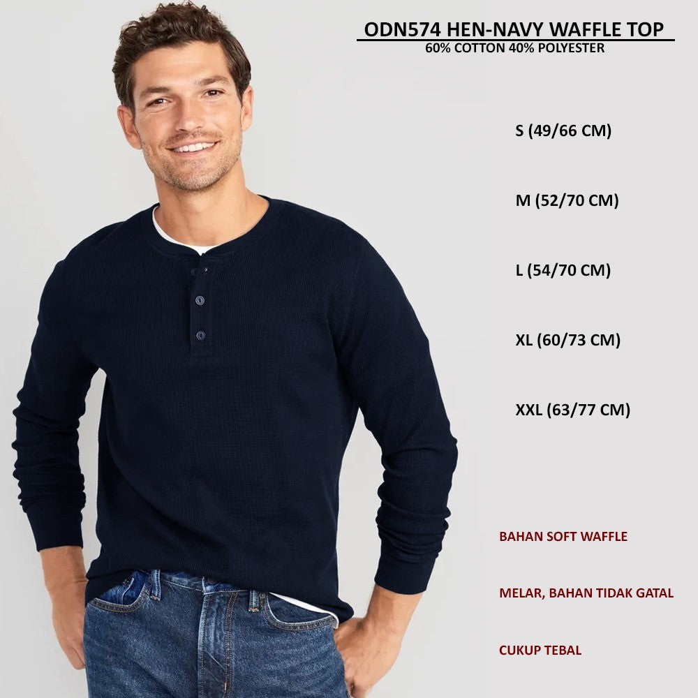 Atasan Kaos Pria Lengan Panjang Soft Waffle (ODN574 WAFFLE TOP)
