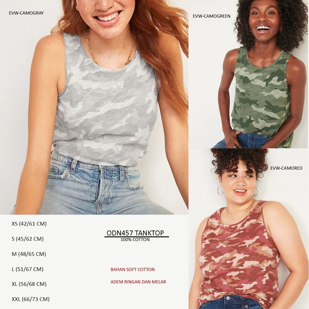 Atasan Tanktop Wanita Kerah V & Kerah Oneck (ODN457 EVWTANK VEE)