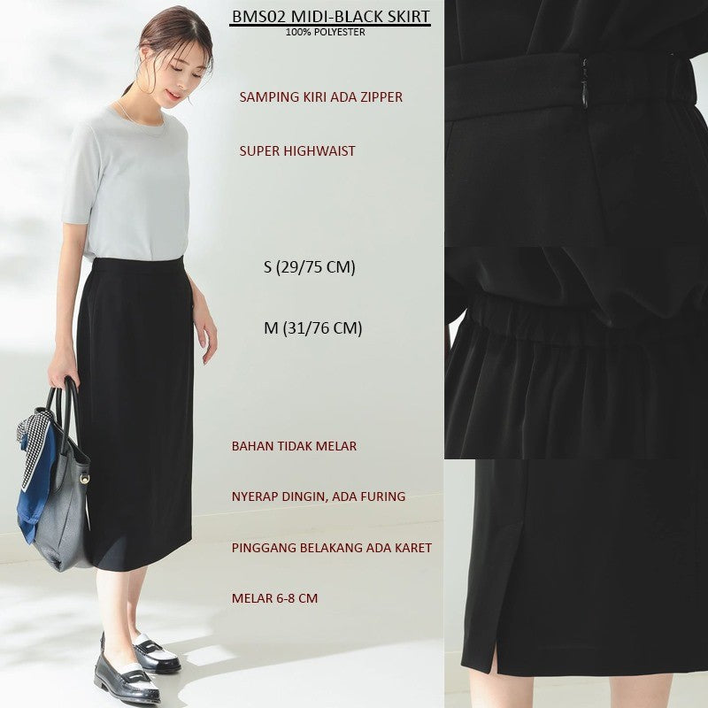 Rok Midi Wanita Rempel Highwaist (BMS02 MIDI SKIRT)