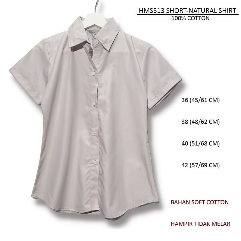 Kemeja Kasual Wanita Lengan Pendek Soft Cotton (HMS513 SHORT SHIRT)