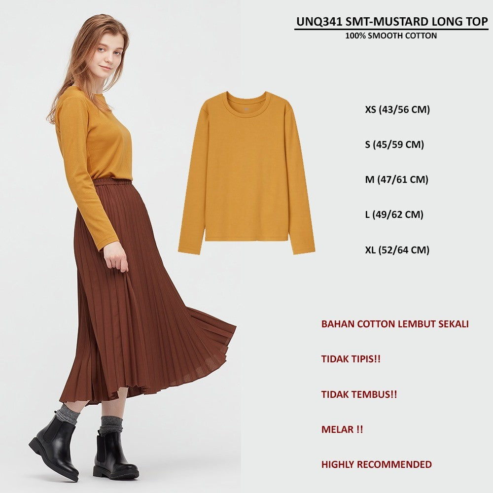 Atasan kaos Wanita Lengan Panjang (UNQ341 SMOOTH LONG TOP)