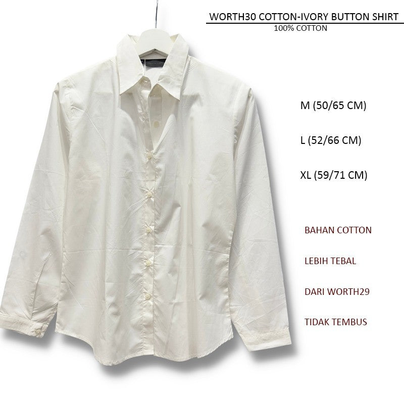 Atasan Kemeja Wanita Lengan Panjang (WORTH30 COTTON BUTTON SHIRT)