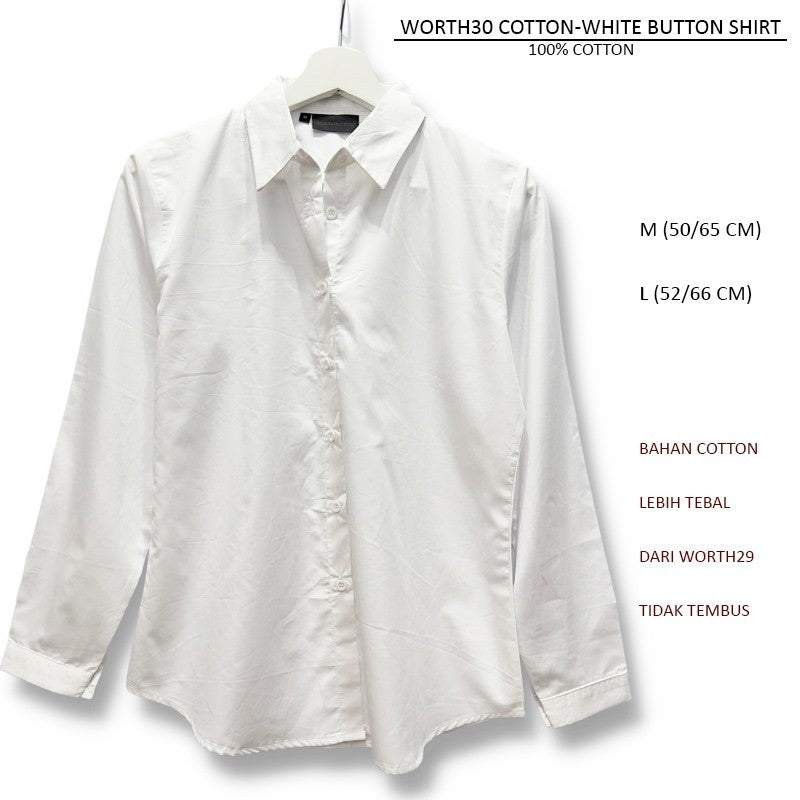 Atasan Kemeja Wanita Lengan Panjang (WORTH30 COTTON BUTTON SHIRT)