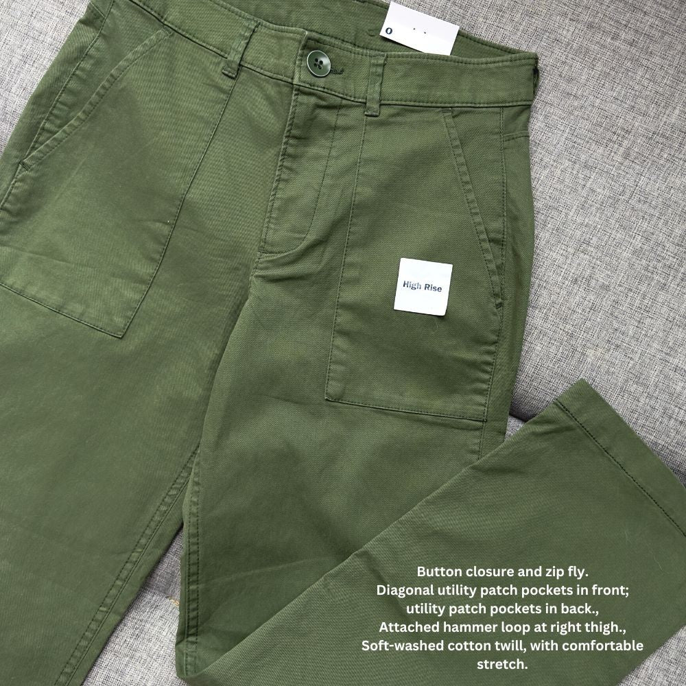 Celana Panjang Chino Wanita Catton Twill (ODN526 SLIM-WIDE MLTGREEN CHINO)