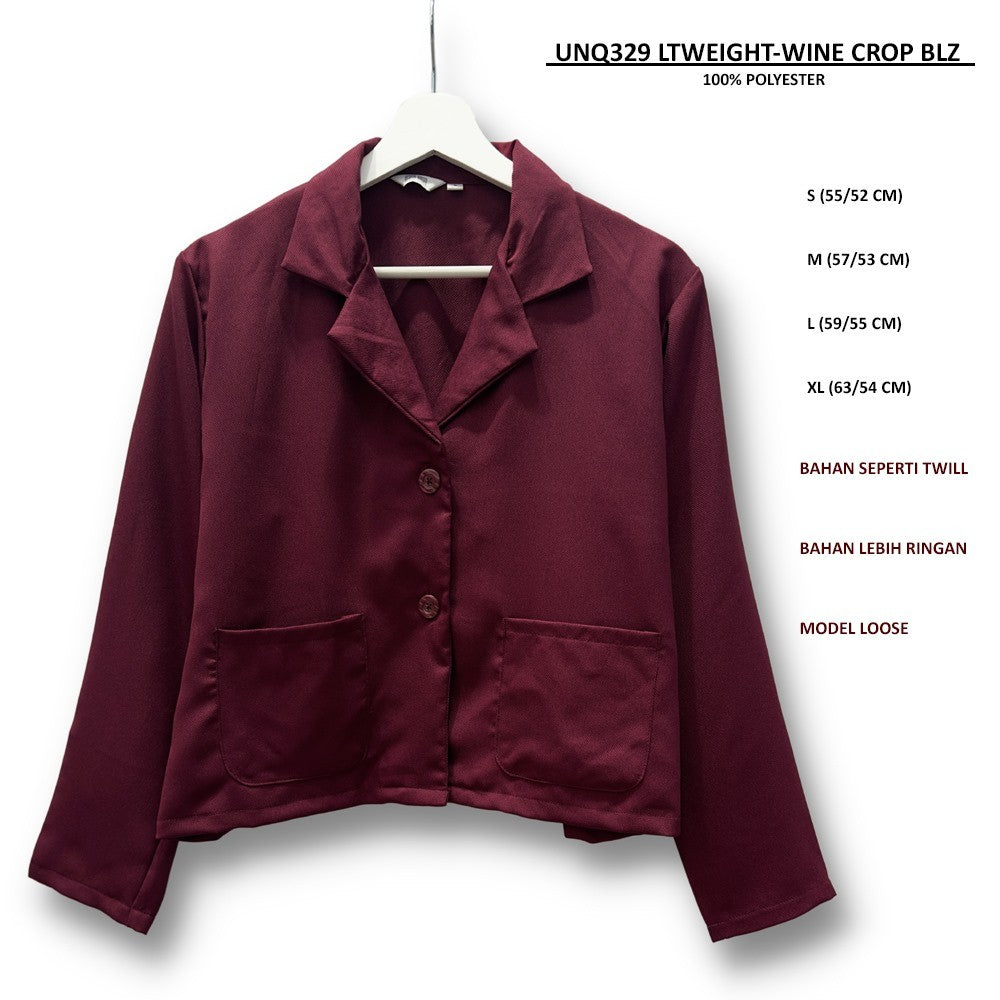 Blazer Casual Wanita Lengan Panjang (UNQ329 LTWIEGHT CROP BLZ)