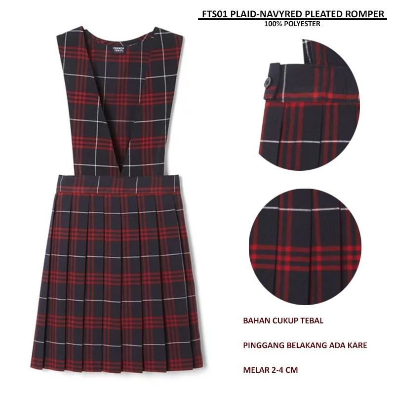 Romper Rok Anak Dewasa Kotak (FST01 PLAID PLEATED ROMPER)