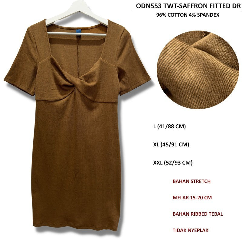 Dress Mini Kasual Wanita Lengan Pendek (ODN553 TWIST FITTED DR)