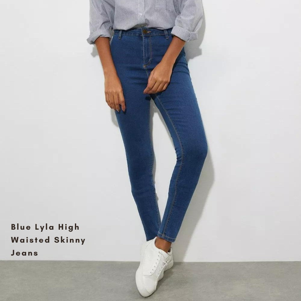 Celana Jeans Skinny Wanita Highrise Blue Black Denim (DRT01 LYLA SKINNY)