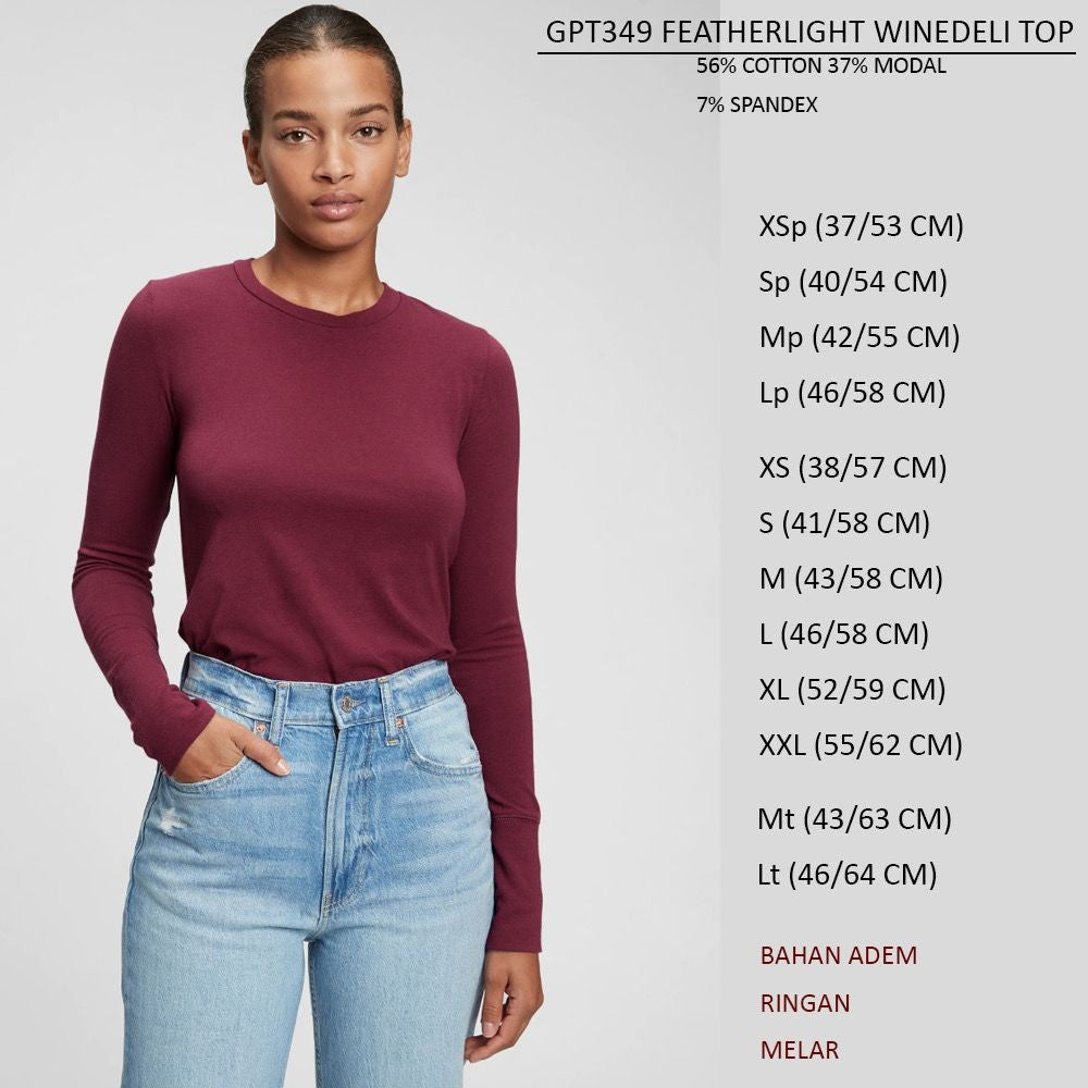Atasan Kaos Wanita Lengan Panjang Kerah Bulat (GPT349 FATHERLIGHT TOP)
