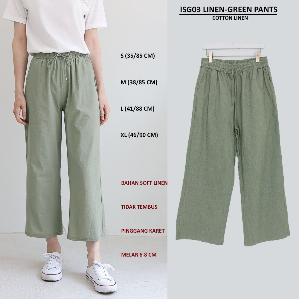 Celana Panjang Wanita Linen Tali Pinggang (ISG03 LINEN PANTS)