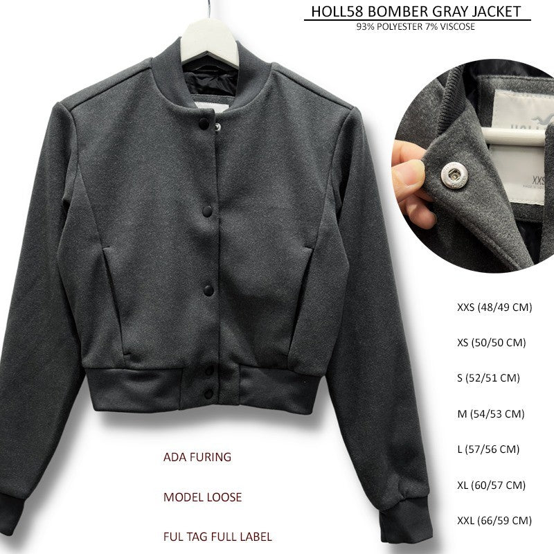 Jaket Bomber Wanita Lengan Panjang (HOLL58 BOMBER JACKET)