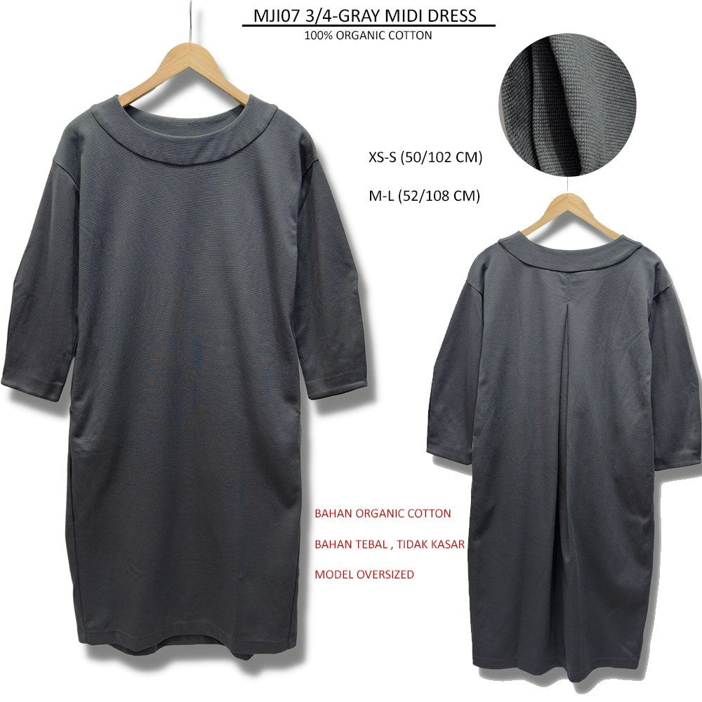 Dress Midi Casual Wanita Lengan panjang (MJI07 MIDI DRESS)