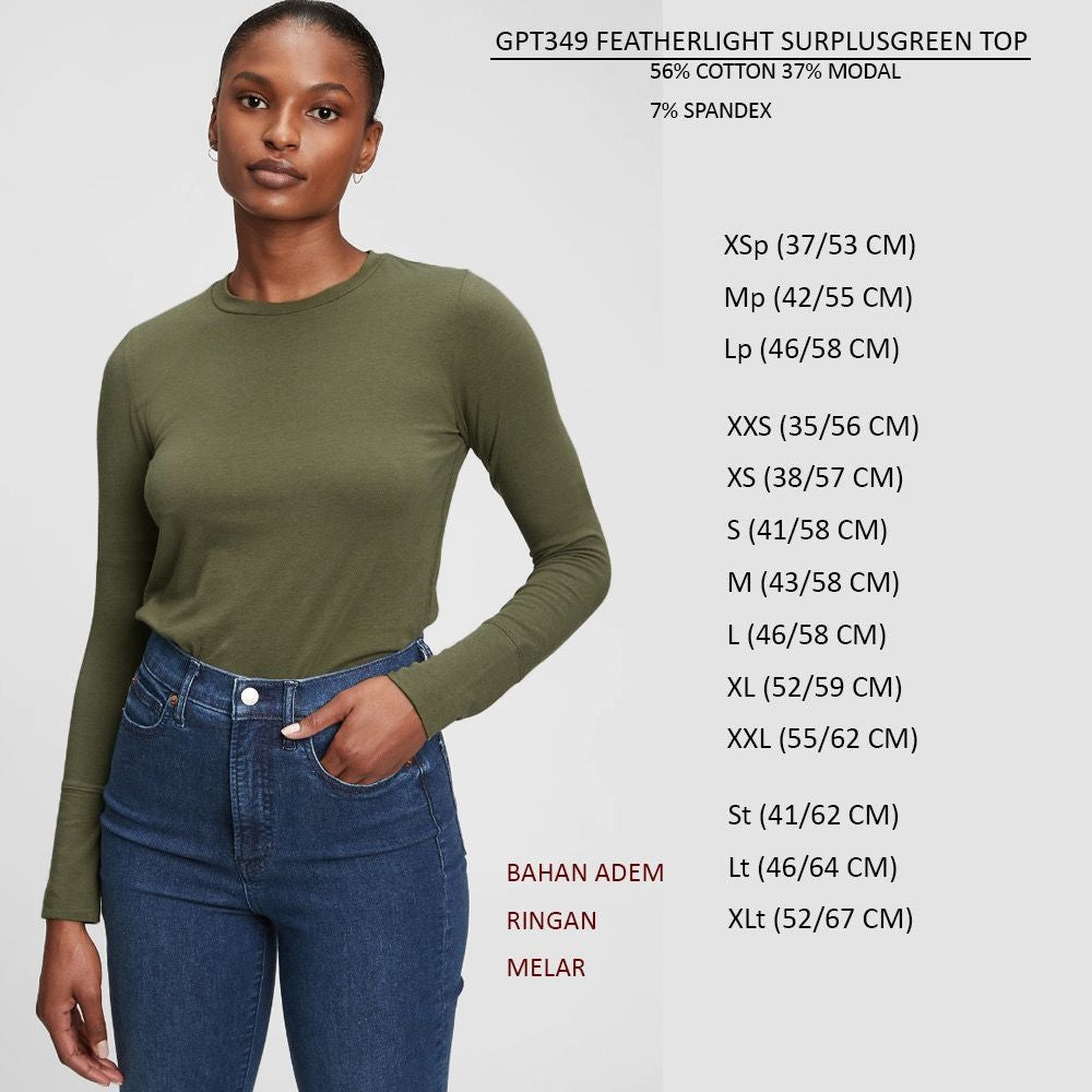 Atasan Kaos Wanita Lengan Panjang Kerah Bulat (GPT349 FATHERLIGHT TOP)