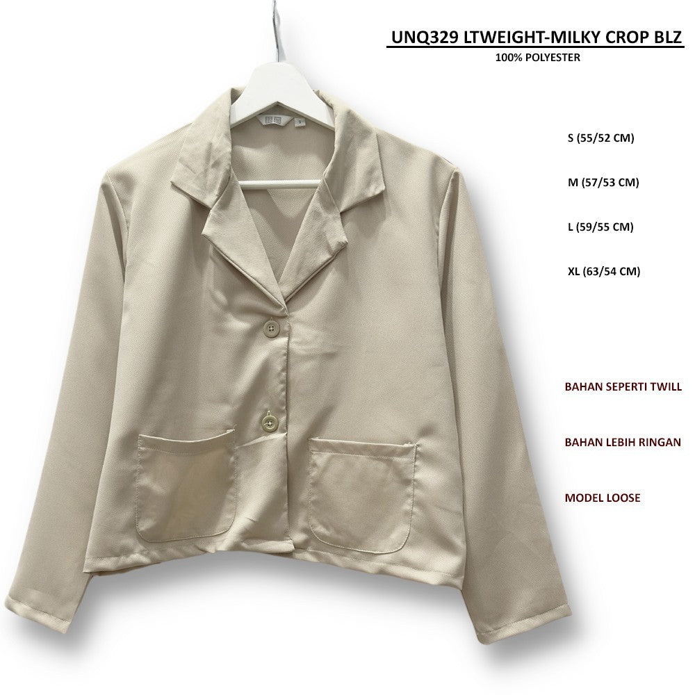 Blazer Casual Wanita Lengan Panjang (UNQ329 LTWIEGHT CROP BLZ)