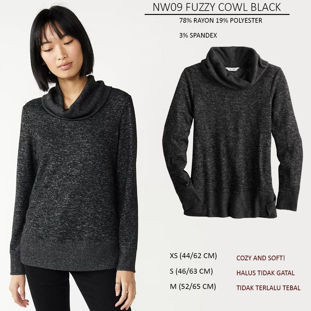 Sweatshirt Wanita Knitted CowlNeck Kerah Tinggi Soft Cozy (NW09 COWL TOP)