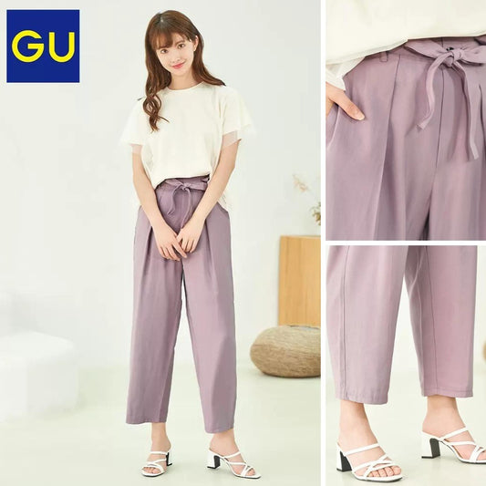 Celana Kulot Wanita Polos Panjang Belted Soft Twill (UNQ309 TUCK PANTS