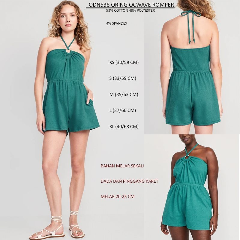 Atasan Romper Wanita Tanpa Lengan (ODN536 ORING ROMPER)