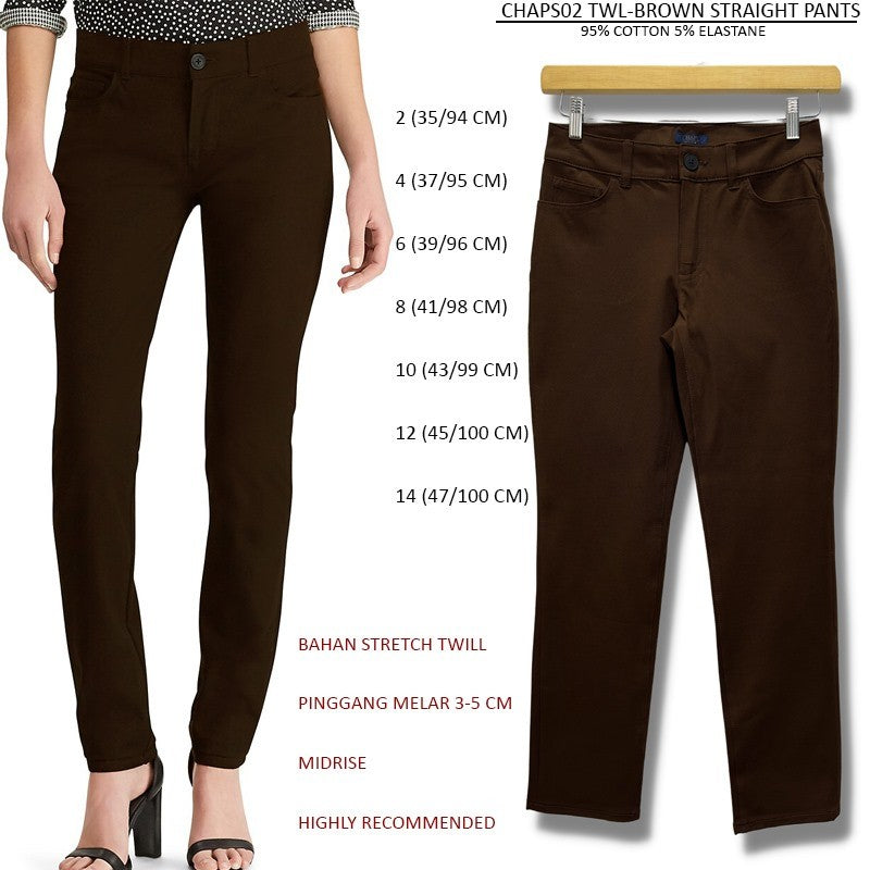 Celana Panjang Wanita Midrise Straight Stretch Twill (CHAPS02 TWILL STRAIGHT PANTS)