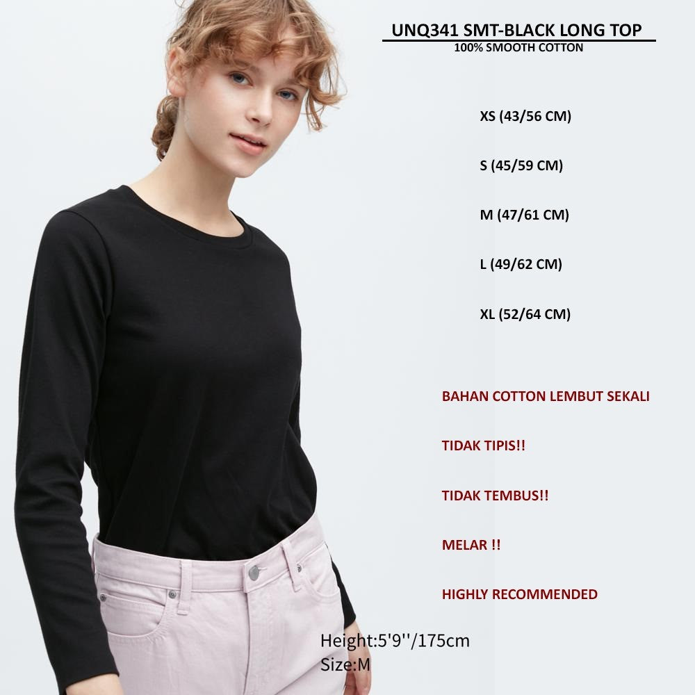 Atasan kaos Wanita Lengan Panjang (UNQ341 SMOOTH LONG TOP)