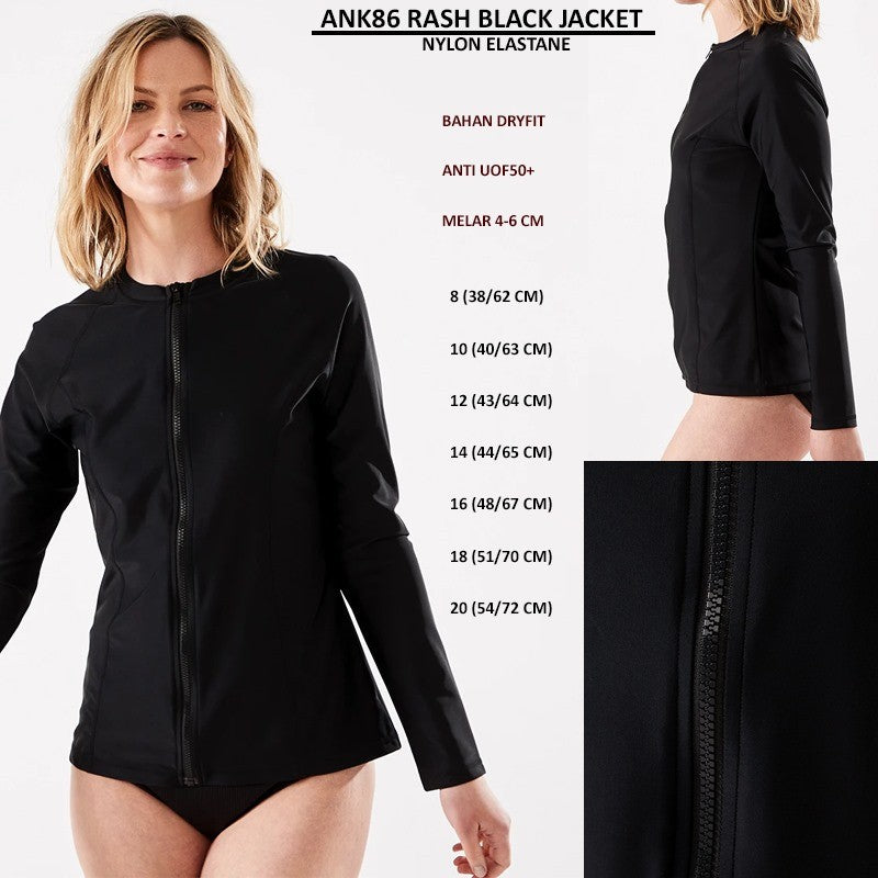 Jacket Sport Wanita Lengan Panjang (ANK86 RASH BLACK JACKET)