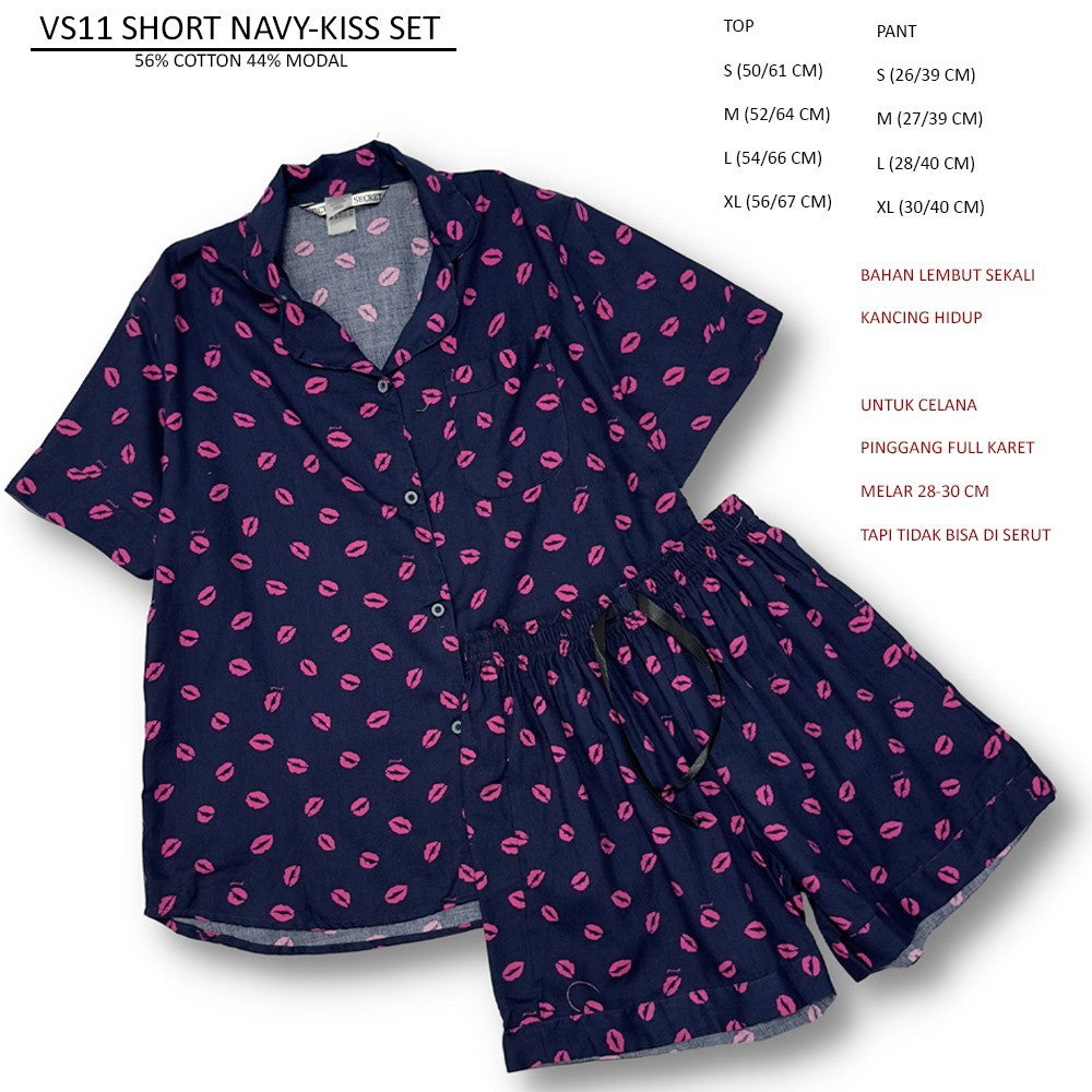 Set Atasan Baju Tidur Wanita Lengan Pendek (VS11 SHORT SET)